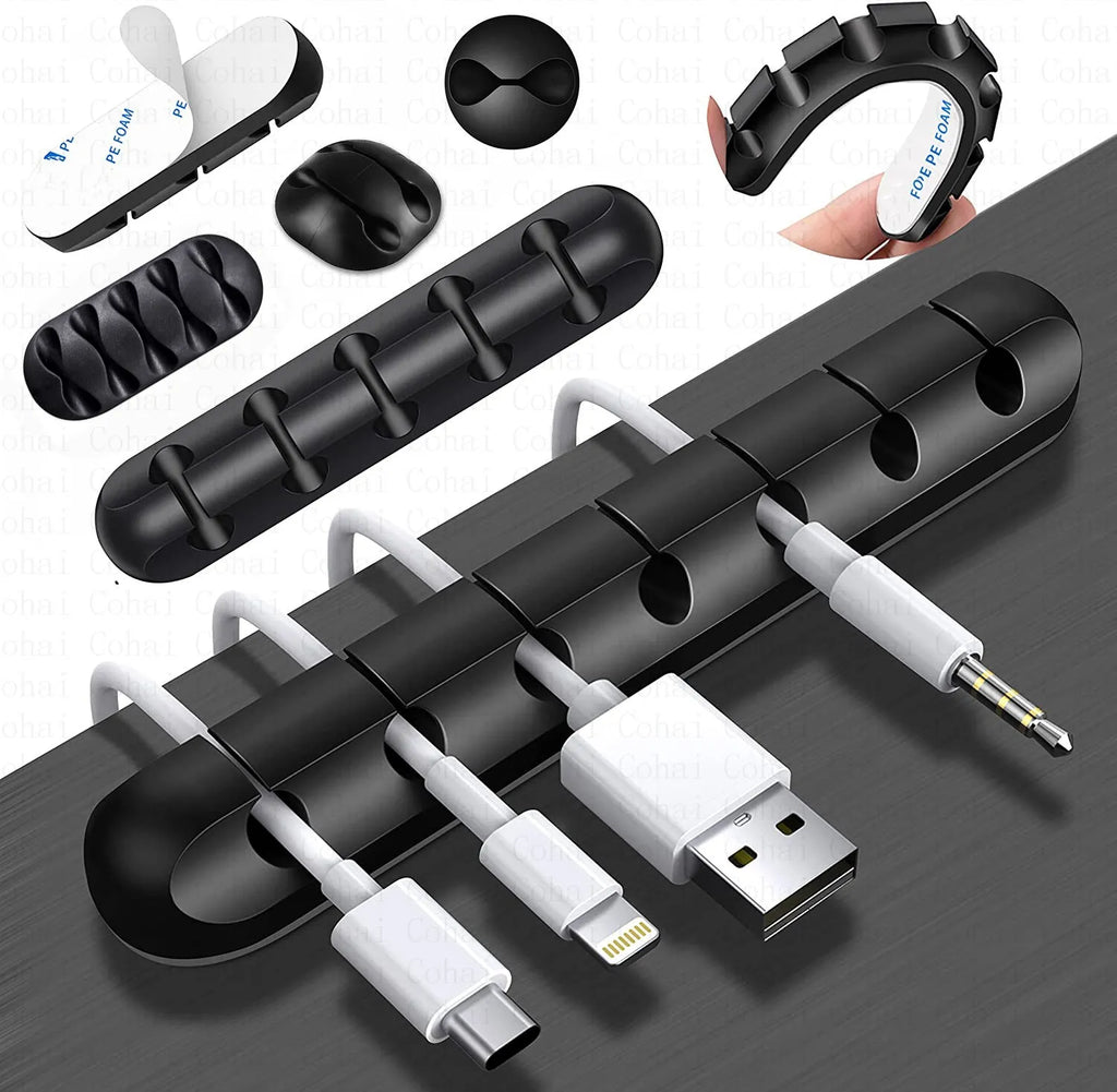 Organizador de Cables de Silicon, Clips para Escritorio, Sujeta Cables de Mouse y Audifonos