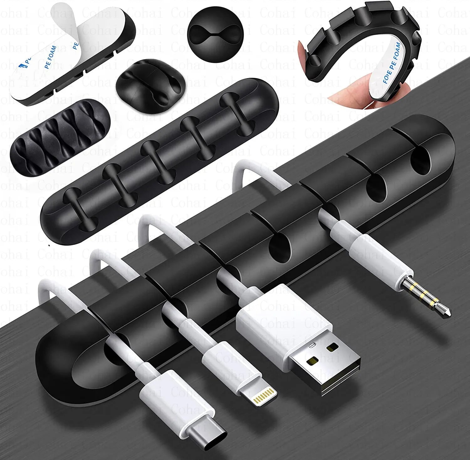Organizador de Cables de Silicon, Clips para Escritorio, Sujeta Cables de Mouse y Audifonos