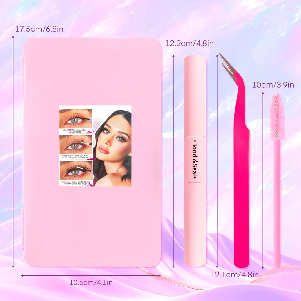 Kit de Extensiones de Pestañas Efecto Esponjoso 200/720 Piezas, con Pegamento, Sellador y Pinzas