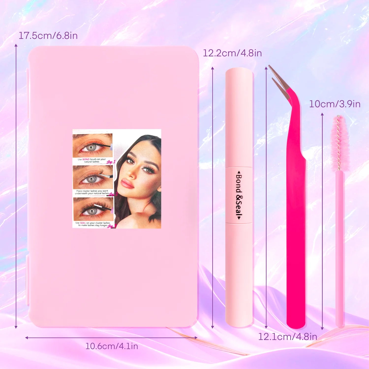 Kit de Extensiones de Pestañas Efecto Esponjoso 200/720 Piezas, con Pegamento, Sellador y Pinzas