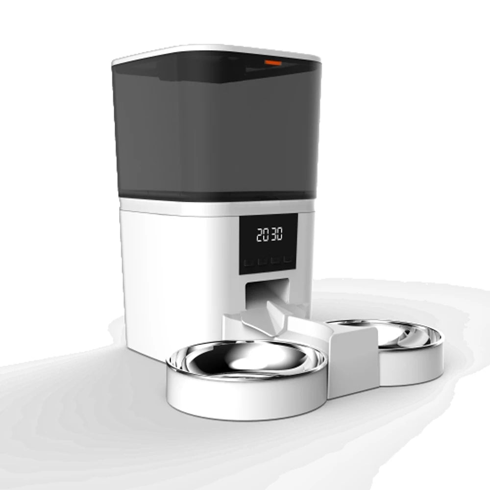 Comedero Automatico con Camara y App, 4L, Doble Comida, Tazon de Acero Inoxidable