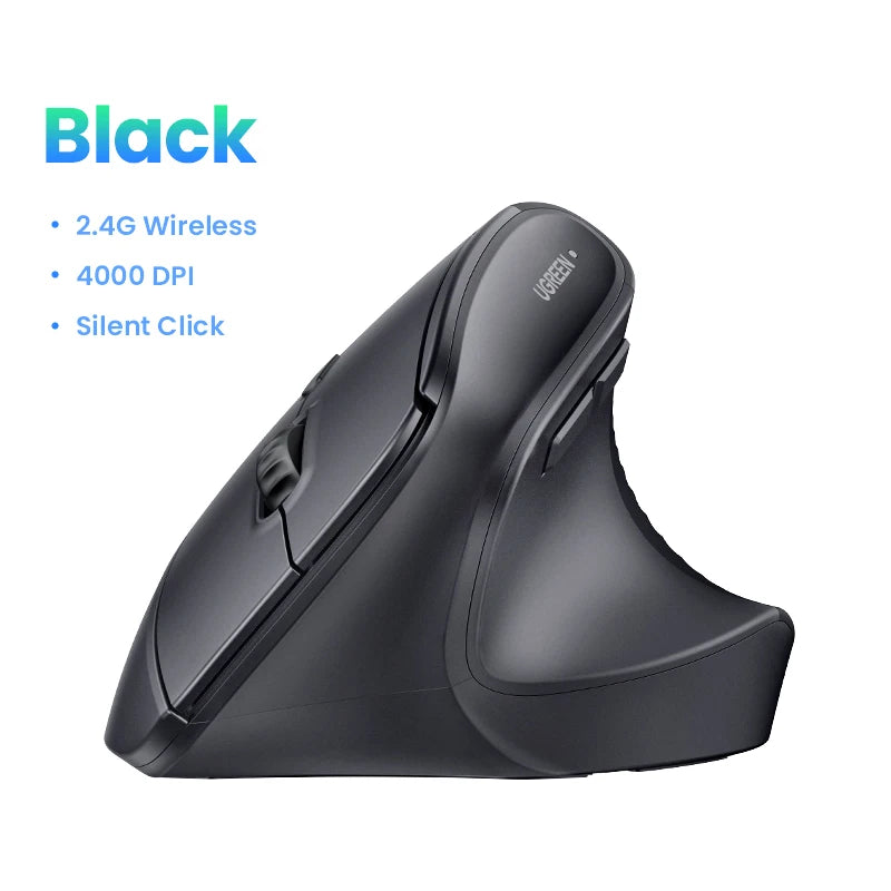 Mouse Vertical Inalambrico UGREEN, Bluetooth 2.4G, Ergonomico, 4000DPI, Silencioso