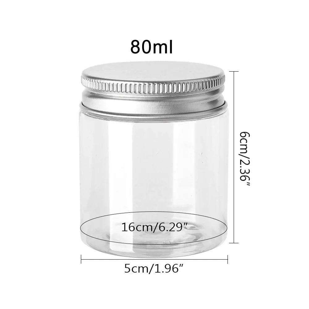 Frascos de Almacenamiento con Tapa de Aluminio, Transparentes, para Viaje y Cosmeticos, 1-10 Piezas