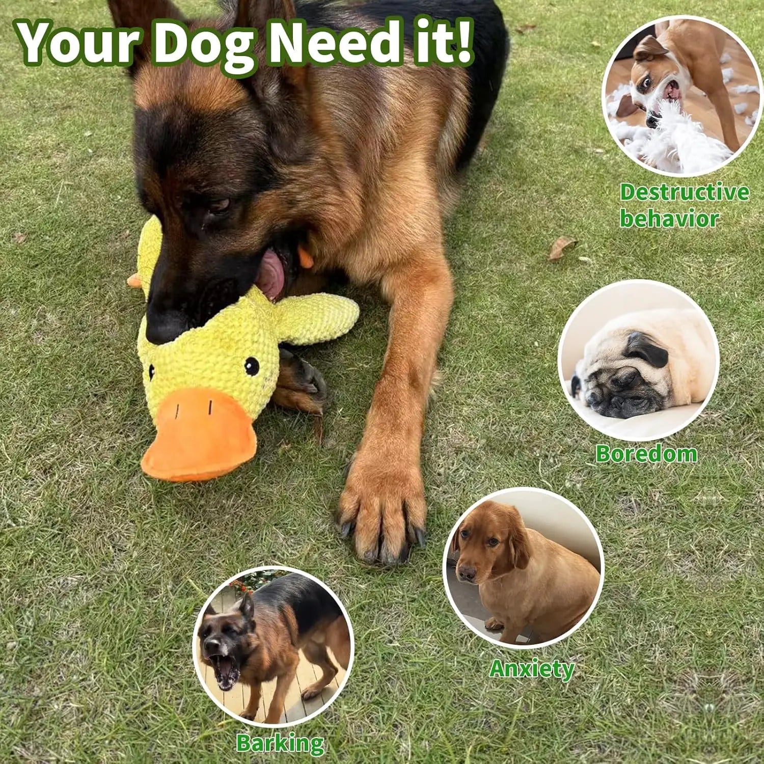 Pato de Peluche para Perros, Resistente a Mordidas, con Sonido
