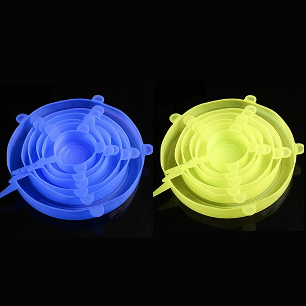 Tapas de Silicon Elasticas para Microondas, 6 Piezas, Cubre Platos y Tazones Reutilizables