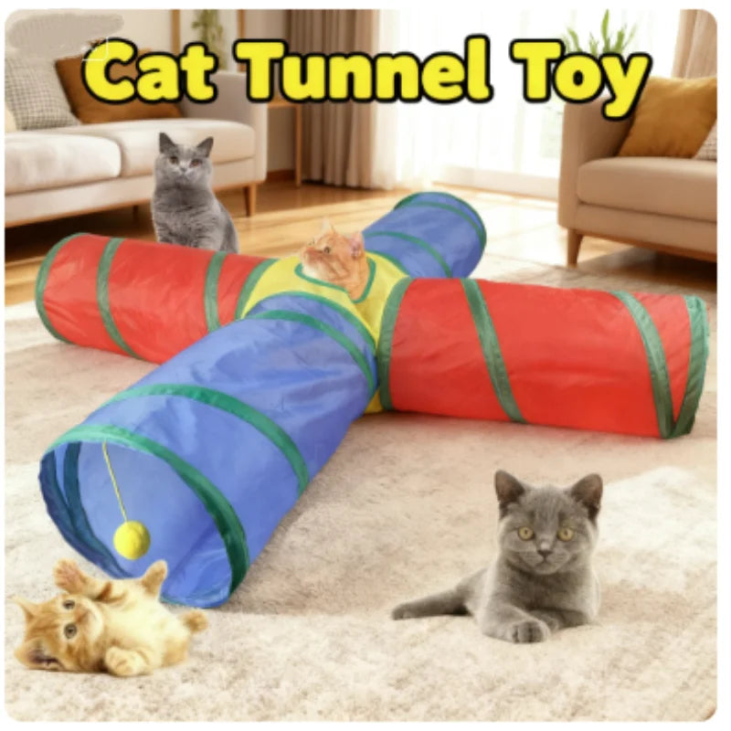 Tunel Plegable para Gatos, Juguete Interactivo Anti-Aburrimiento
