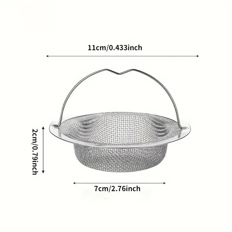 Colador para Fregadero de Cocina con Mango y Tapon, Filtro de Malla de Acero Inoxidable, 1-3 Piezas