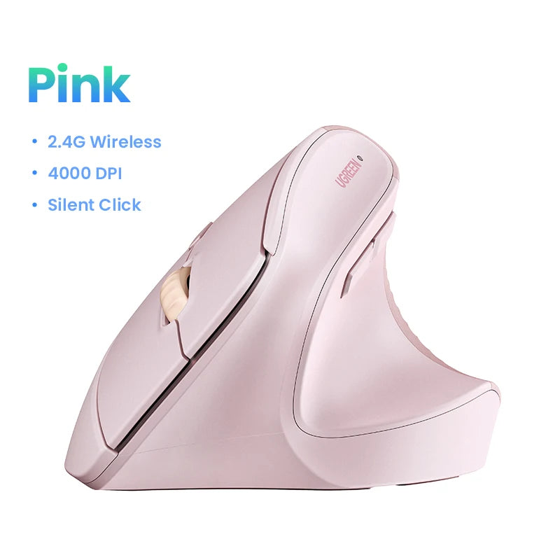 Mouse Vertical Inalambrico UGREEN, Bluetooth 2.4G, Ergonomico, 4000DPI, Silencioso