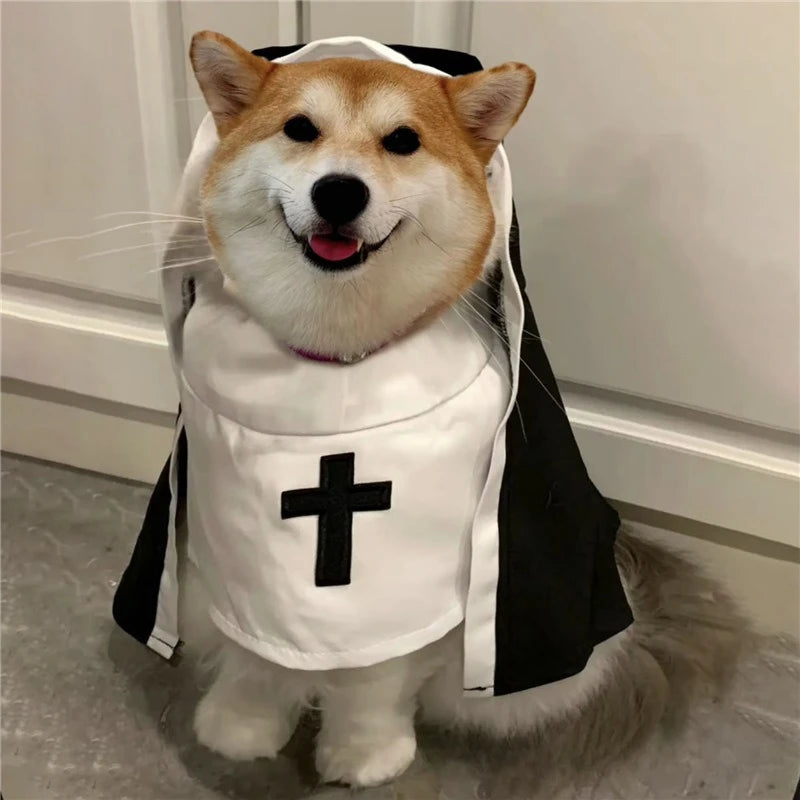 Disfraz de Monja para Gatos, Traje Completo Estilo Halloween