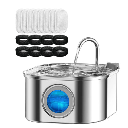 Fuente de Agua para Gatos con Sensor, 3.2L, Filtro Automatico, Silenciosa, Acero Inoxidable
