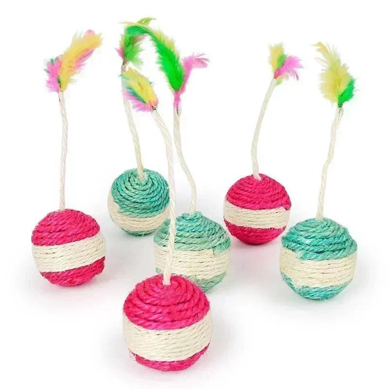 Pelota de Sisal para Gatos, Juguete Interactivo