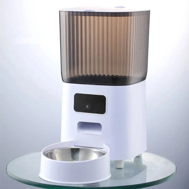 Comedero Automatico Inteligente con Camara, Doble Tazon, 5L, para Gatos y Perros