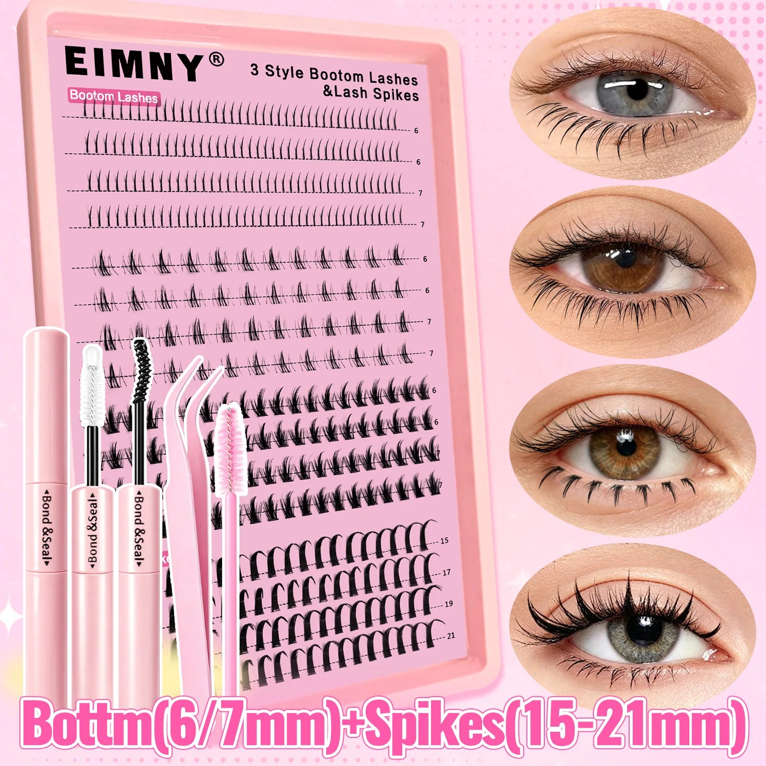 Kit de Extensiones de Pestañas Efecto Esponjoso 200/720 Piezas, con Pegamento, Sellador y Pinzas