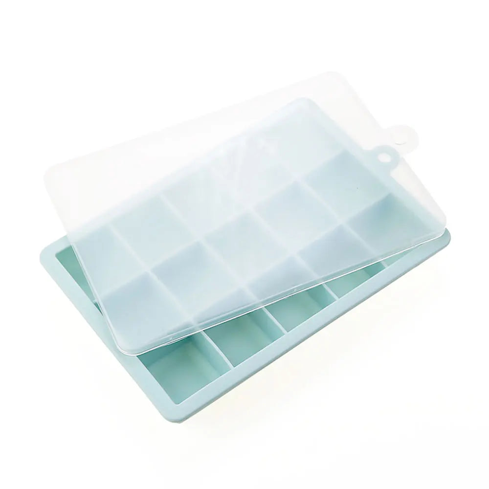 Molde de Silicon para Hielo, 15/24 Cubos con Tapa, para Cocteles y Bebidas Frias