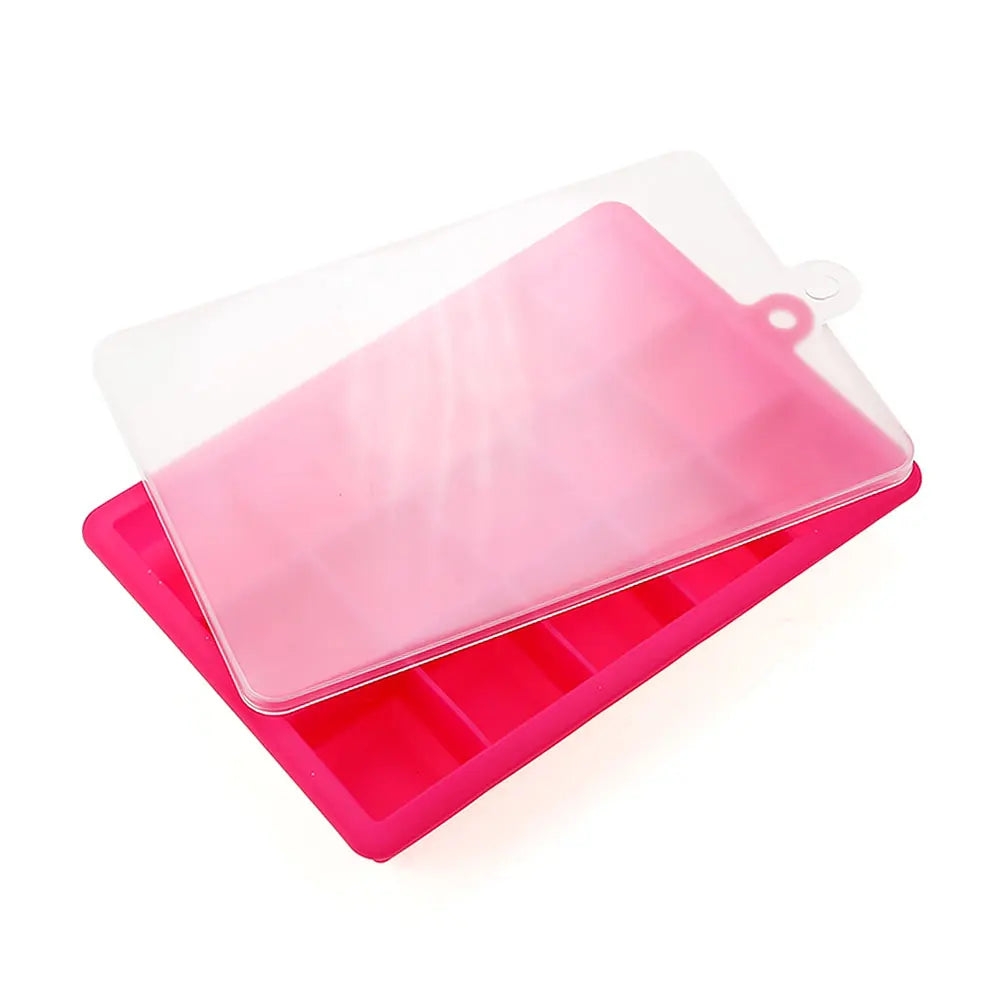 Molde de Silicon para Hielo, 15/24 Cubos con Tapa, para Cocteles y Bebidas Frias