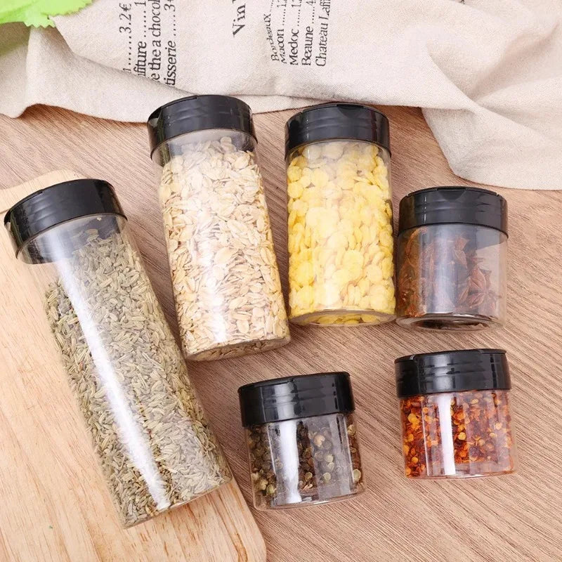 Frascos de Especias de Plastico con Tapa Dosificadora, Transparentes, 1-12 Piezas