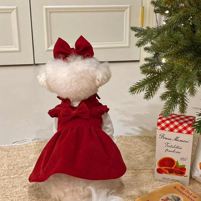 Vestido con Moño para Perros, Calido para Invierno