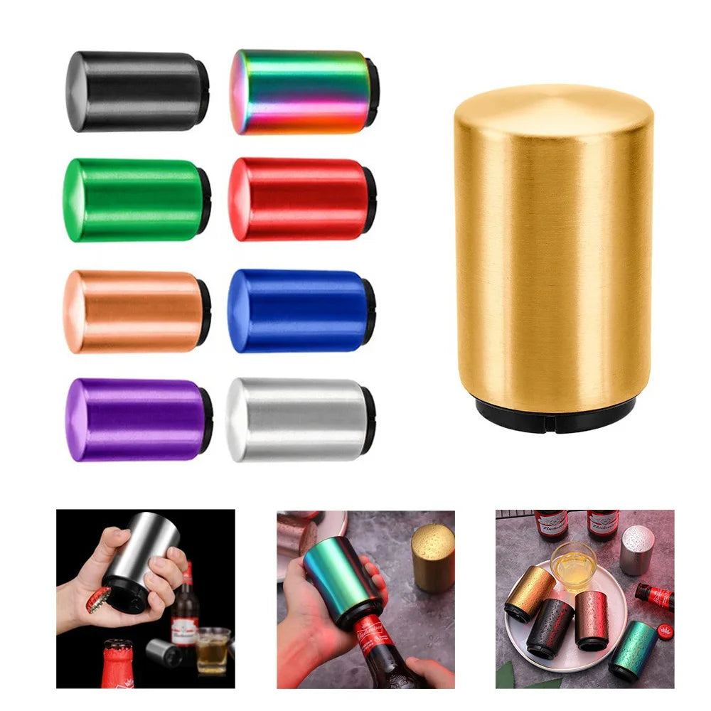 Abridor de Botellas Automático Magnético de Acero Inoxidable, 1-2 Piezas, para Cocina y Bar