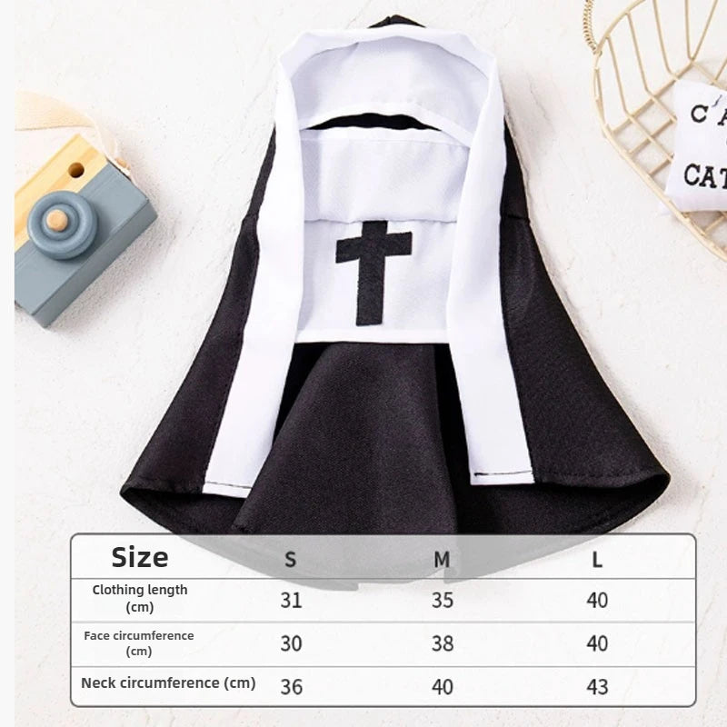 Disfraz de Monja para Gatos, Traje Completo Estilo Halloween