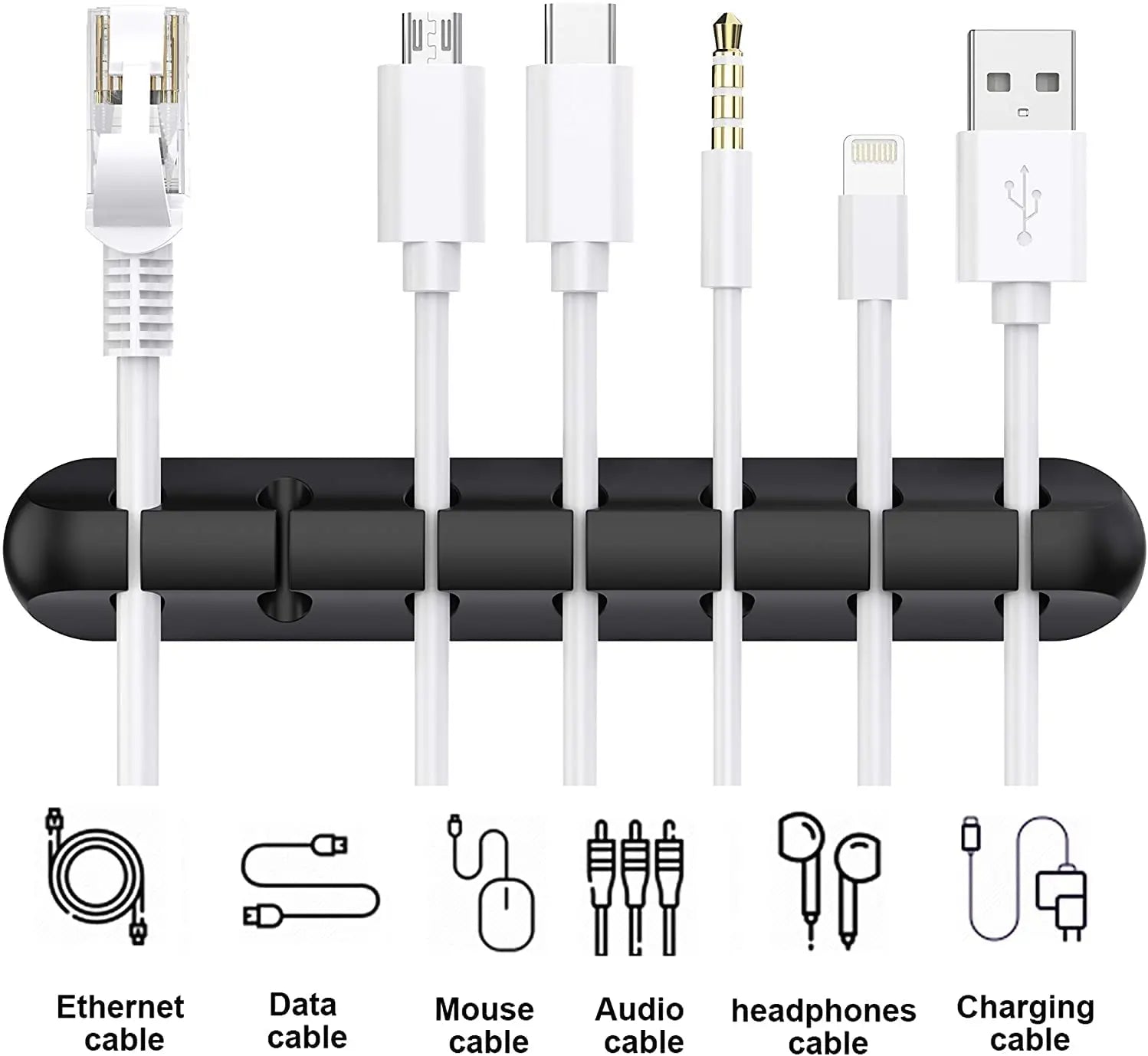 Organizador de Cables de Silicon, Clips para Escritorio, Sujeta Cables de Mouse y Audifonos
