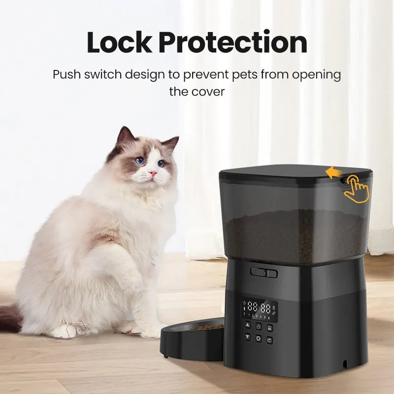 Comedero Automatico ROJECO para Gatos y Perros, Control Inteligente, Pantalla LCD