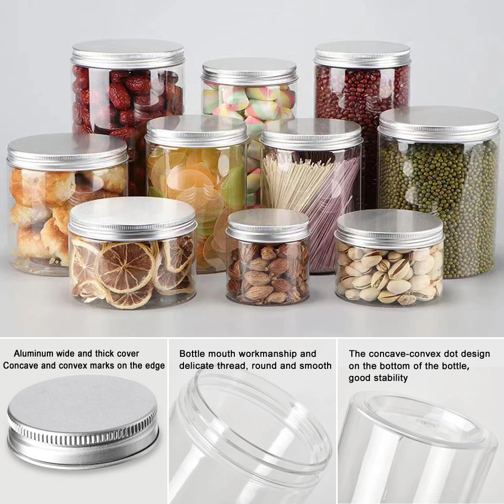 Frascos de Almacenamiento con Tapa de Aluminio, Transparentes, para Viaje y Cosmeticos, 1-10 Piezas