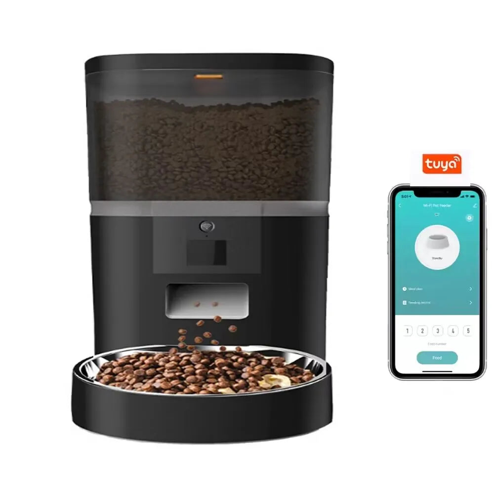 Comedero Automatico con Camara y App, 4L, Doble Comida, Tazon de Acero Inoxidable