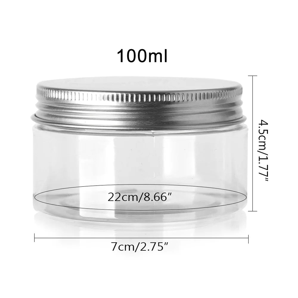 Frascos de Almacenamiento con Tapa de Aluminio, Transparentes, para Viaje y Cosmeticos, 1-10 Piezas