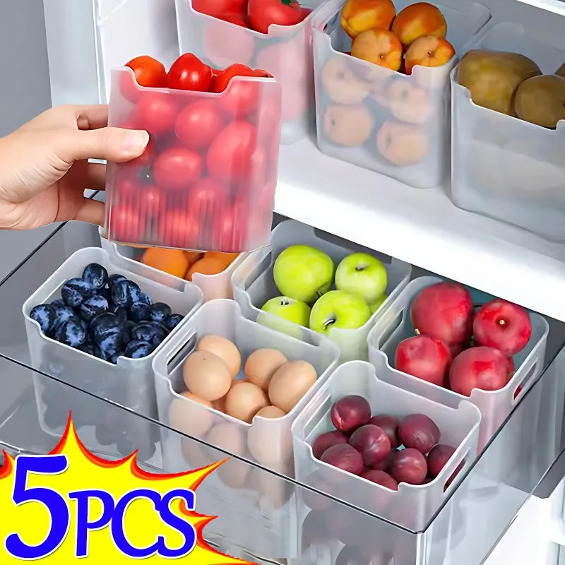 Cajas Organizadoras para Refrigerador, Transparentes, para Frutas y Verduras, 1-5 Piezas