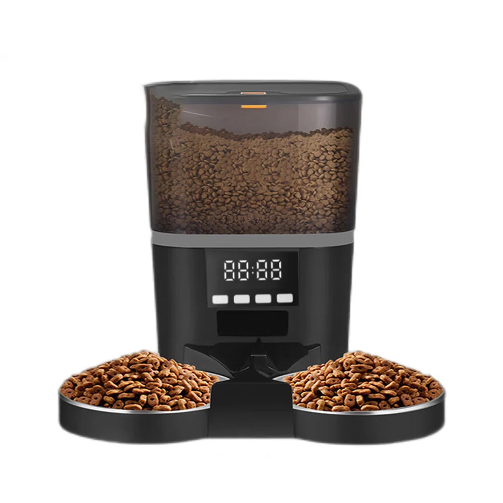 Comedero Automatico con Camara y App, 4L, Doble Comida, Tazon de Acero Inoxidable