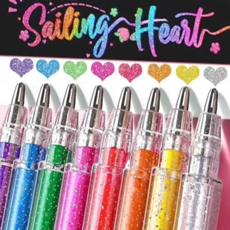 Set de Bolígrafos de Gel con Purpurina 8/24/60 Colores — Series "Cristal Fluido" y "Brillo Estelar", Ideal para Journaling y Dibujo
