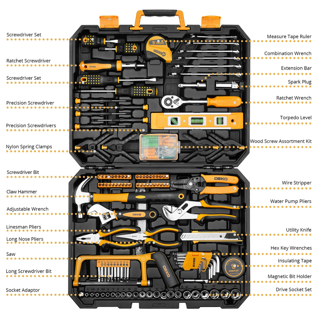 Kit de Herramientas DEKO 228 Piezas con Caja de Almacenamiento