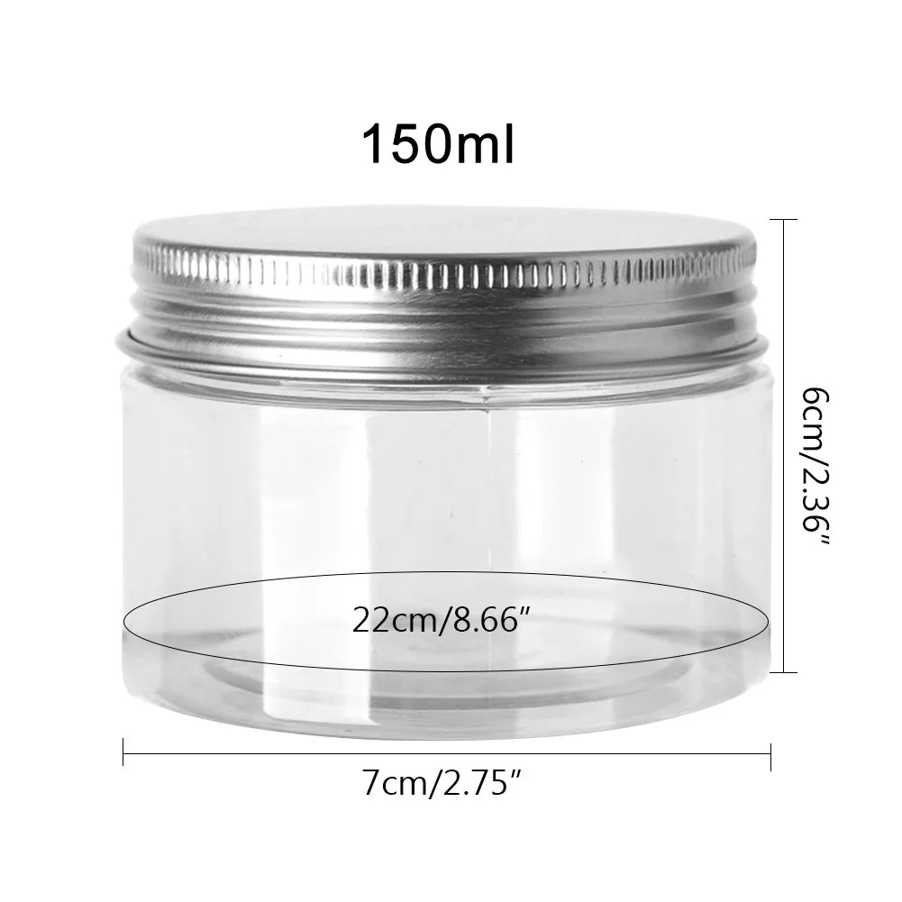 Frascos de Almacenamiento con Tapa de Aluminio, Transparentes, para Viaje y Cosmeticos, 1-10 Piezas