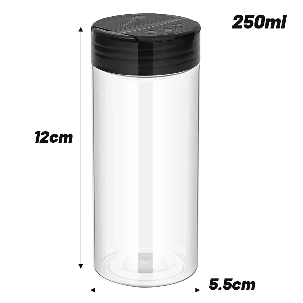 Frascos de Especias de Plastico con Tapa Dosificadora, Transparentes, 1-12 Piezas