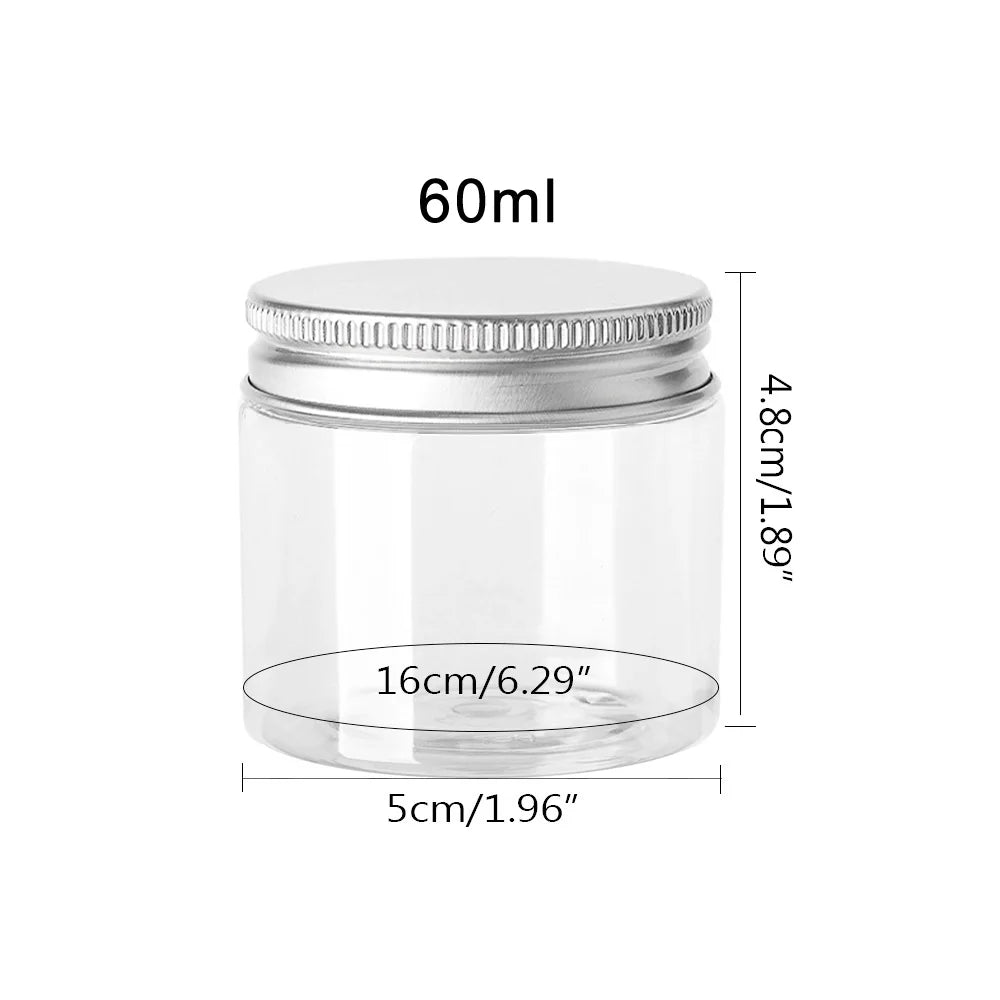 Frascos de Almacenamiento con Tapa de Aluminio, Transparentes, para Viaje y Cosmeticos, 1-10 Piezas