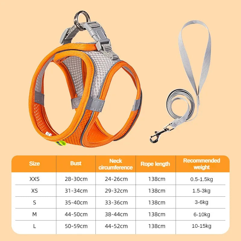 Set de Arnes Ajustable para Perros y Gatos Pequenos