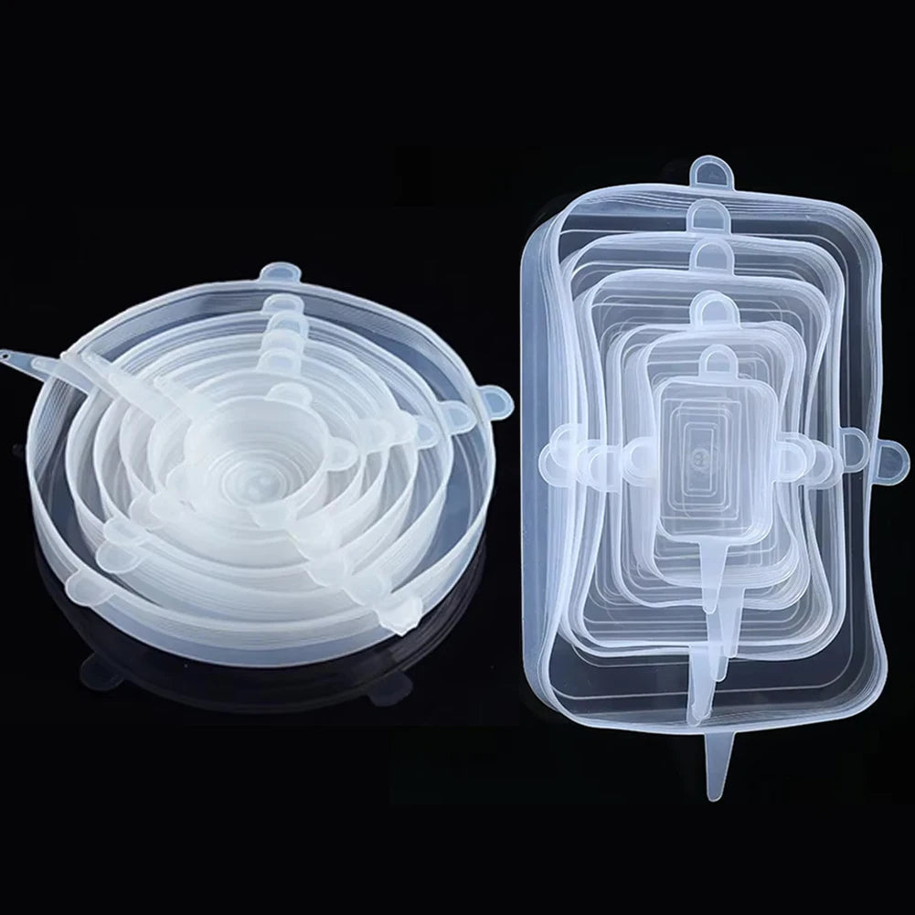 Tapas de Silicon Elasticas para Microondas, 6 Piezas, Cubre Platos y Tazones Reutilizables