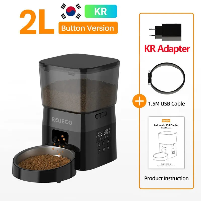 Comedero Automatico ROJECO para Gatos y Perros, Control Inteligente, Pantalla LCD