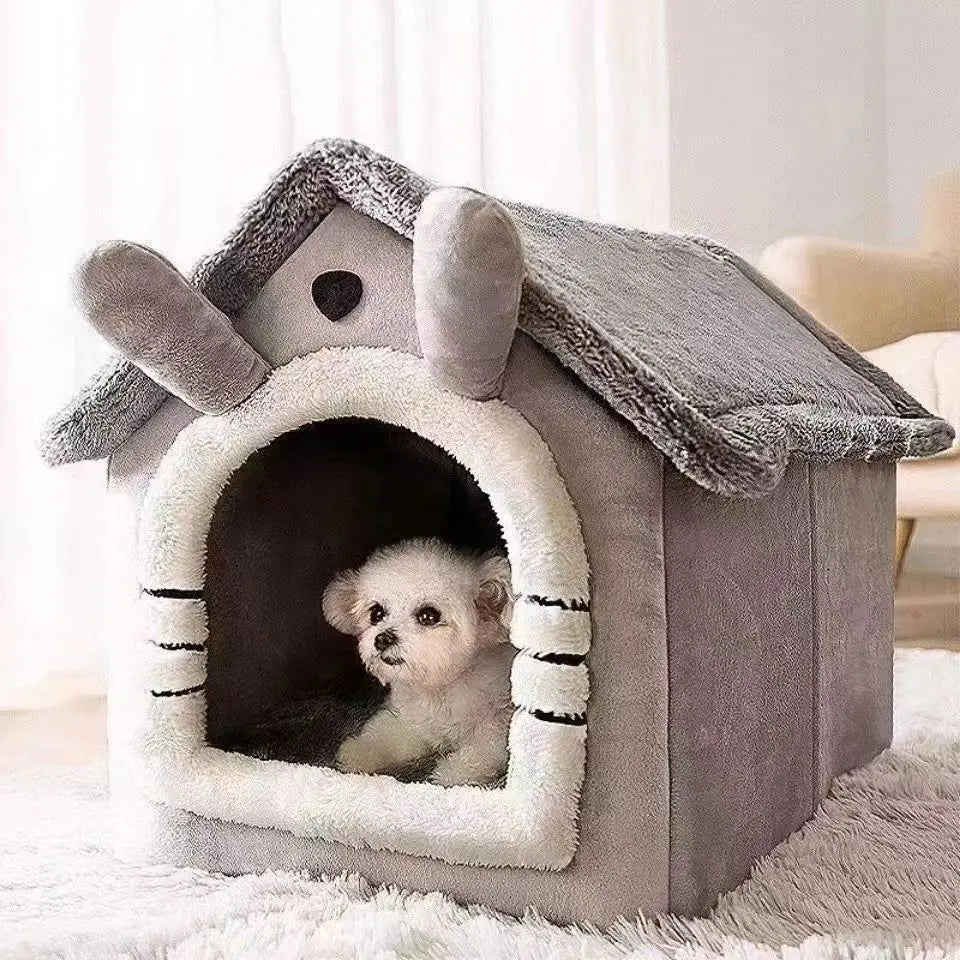 Cama Tipo Casita para Perros Pequenos, Desmontable y Lavable