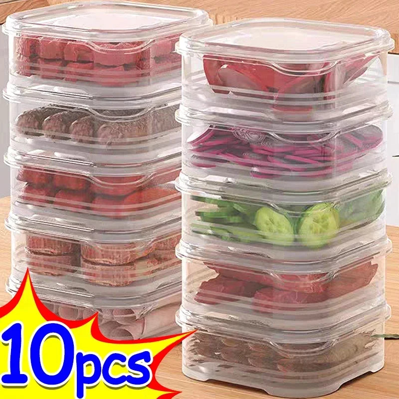 Cajas Selladas para Conservar Alimentos, Transparentes, para Refrigerador, 1-10 Piezas