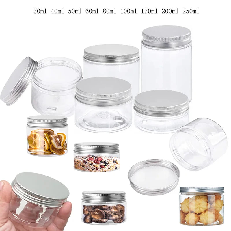 Frascos de Almacenamiento con Tapa de Aluminio, Transparentes, para Viaje y Cosmeticos, 1-10 Piezas
