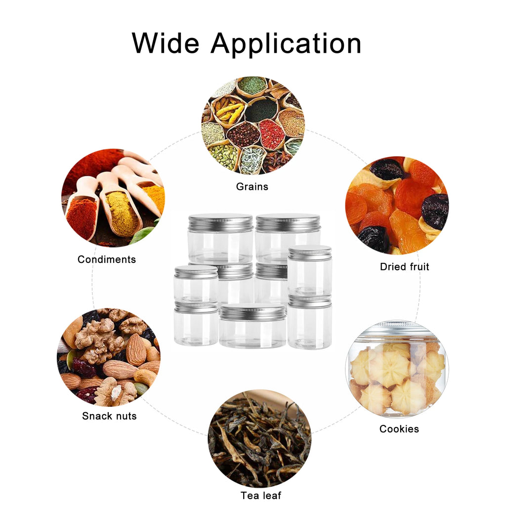 Frascos de Almacenamiento con Tapa de Aluminio, Transparentes, para Viaje y Cosmeticos, 1-10 Piezas