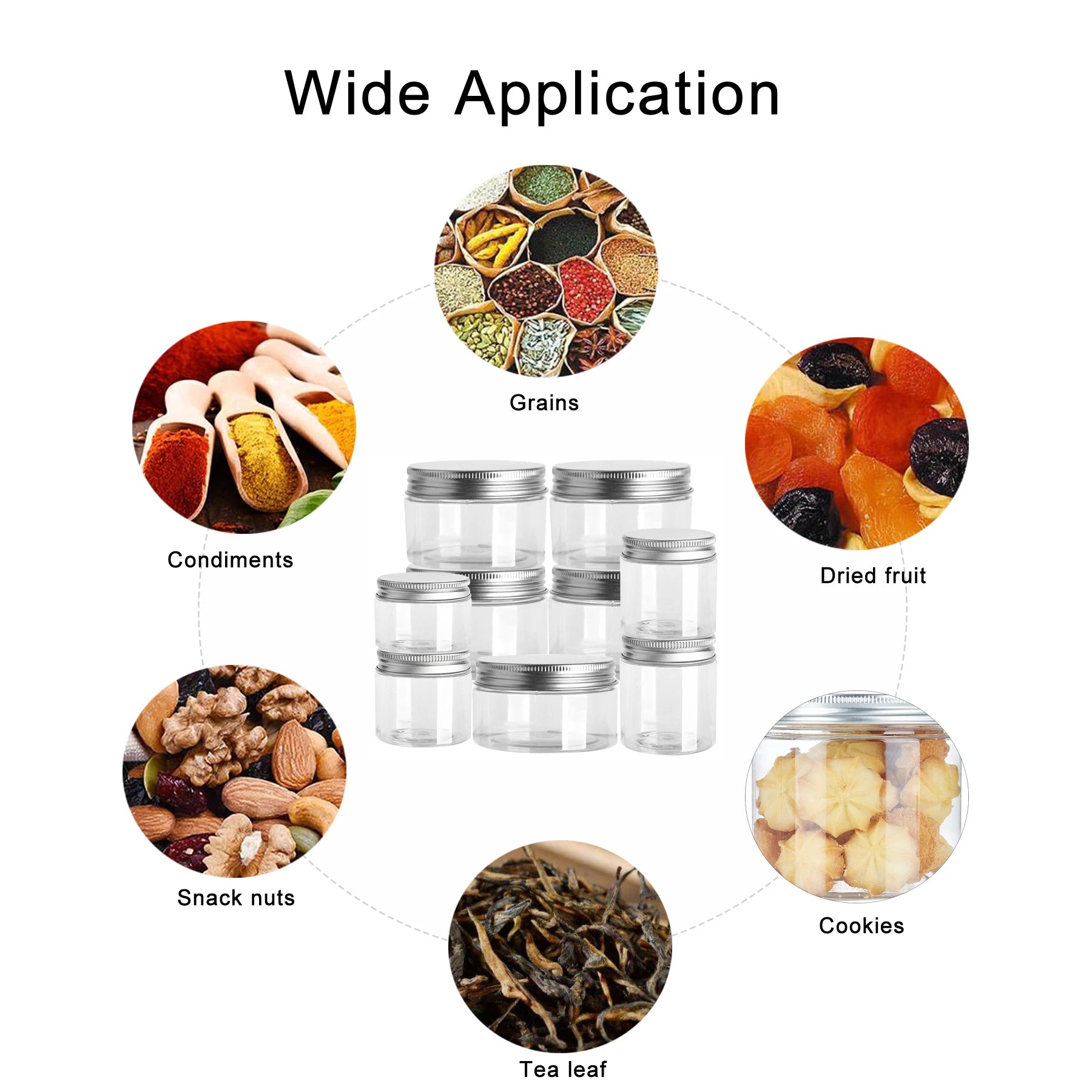 Frascos de Almacenamiento con Tapa de Aluminio, Transparentes, para Viaje y Cosmeticos, 1-10 Piezas