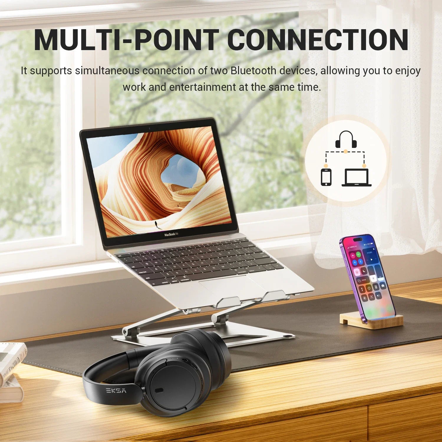 Audifonos Oneodio EKSA V16, Bluetooth 5.3, Modo Bass/Pop, Hi-Res, 90 Horas de Bateria