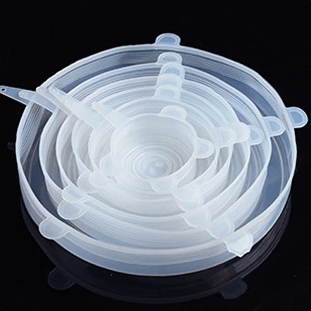 Tapas de Silicon Elasticas para Microondas, 6 Piezas, Cubre Platos y Tazones Reutilizables