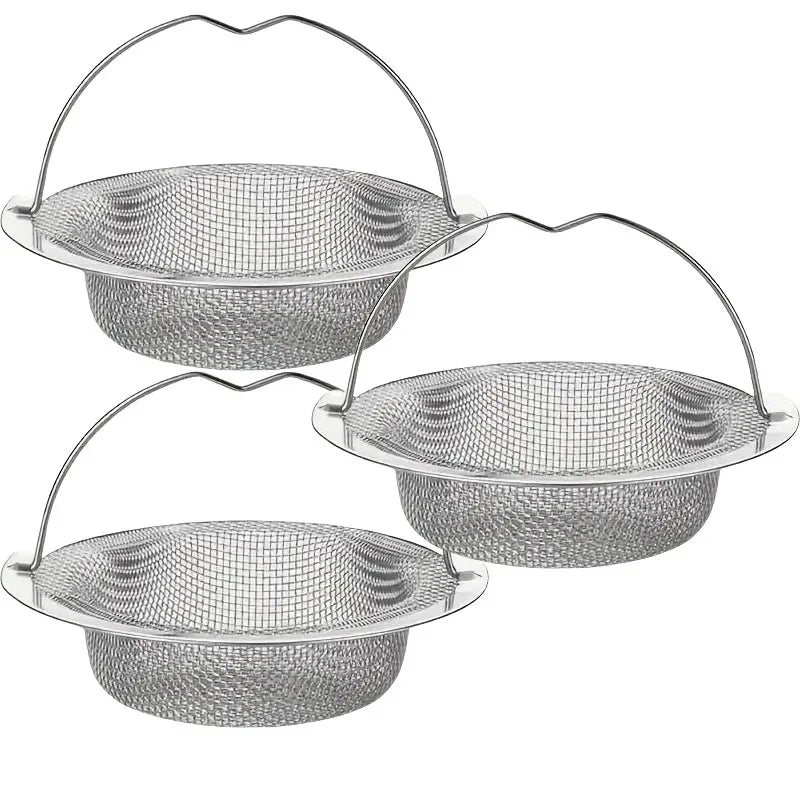 Colador para Fregadero de Cocina con Mango y Tapon, Filtro de Malla de Acero Inoxidable, 1-3 Piezas