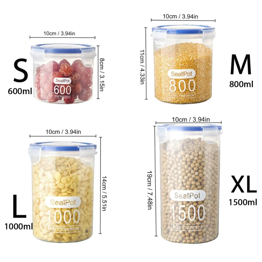 Recipientes Sellados para Cocina, Transparentes, Gran Capacidad, con Escala Medidora