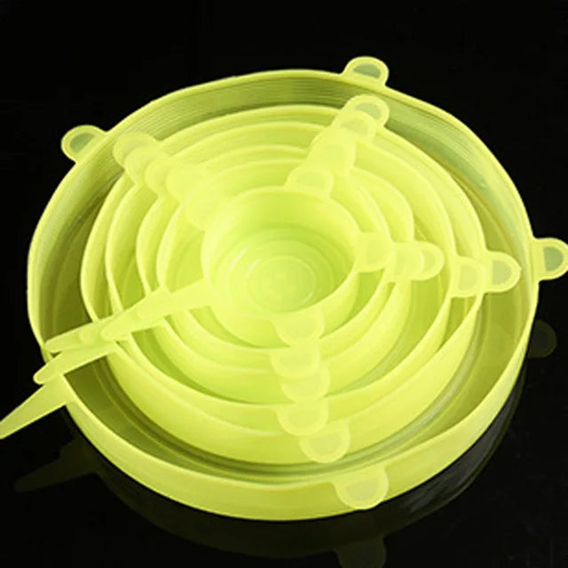 Tapas de Silicon Elasticas para Microondas, 6 Piezas, Cubre Platos y Tazones Reutilizables