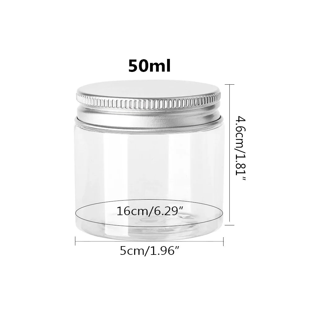Frascos de Almacenamiento con Tapa de Aluminio, Transparentes, para Viaje y Cosmeticos, 1-10 Piezas