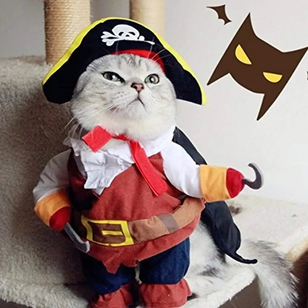 Disfraz de Pirata para Gatos, Traje Completo con Sombrero